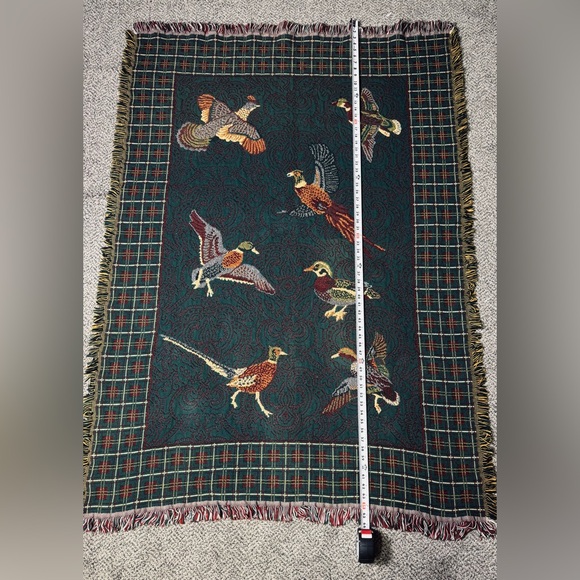 Goodwin Weavers Pheasants & Ducks Tapestry Woven Blanket made in the USA! VTG! - Picture 3 of 16